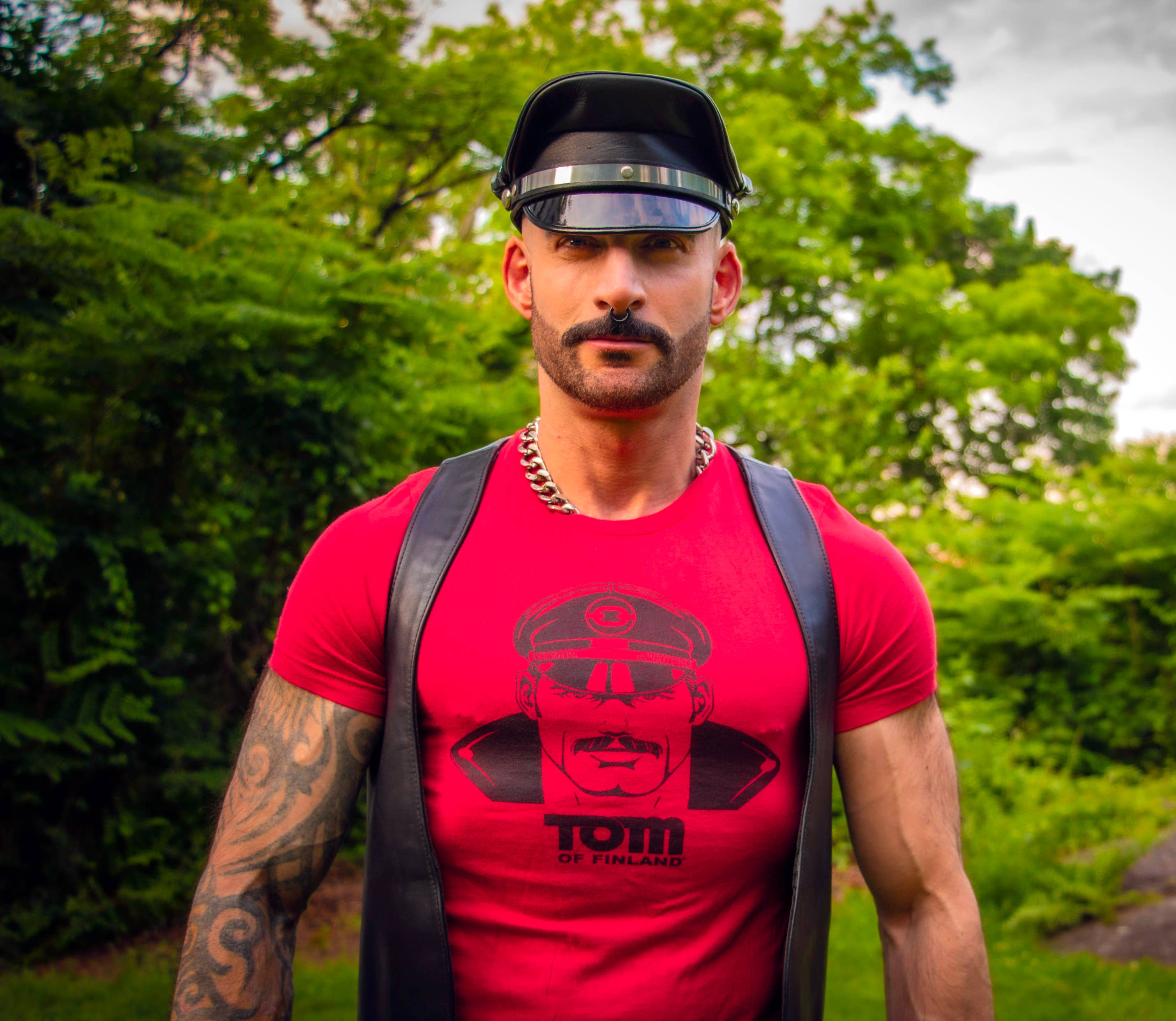 Tom of Finland "Leather Dude" T-shirt RED (gay, LGBTQ)