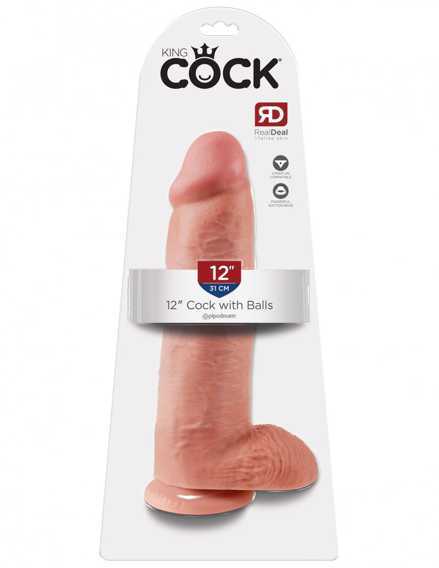 King Cock 12" Cock w Balls Light