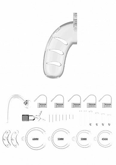 Shots - ManCage - Model 11 - Chastity - 4.5" - Cage with Plug - Transparent