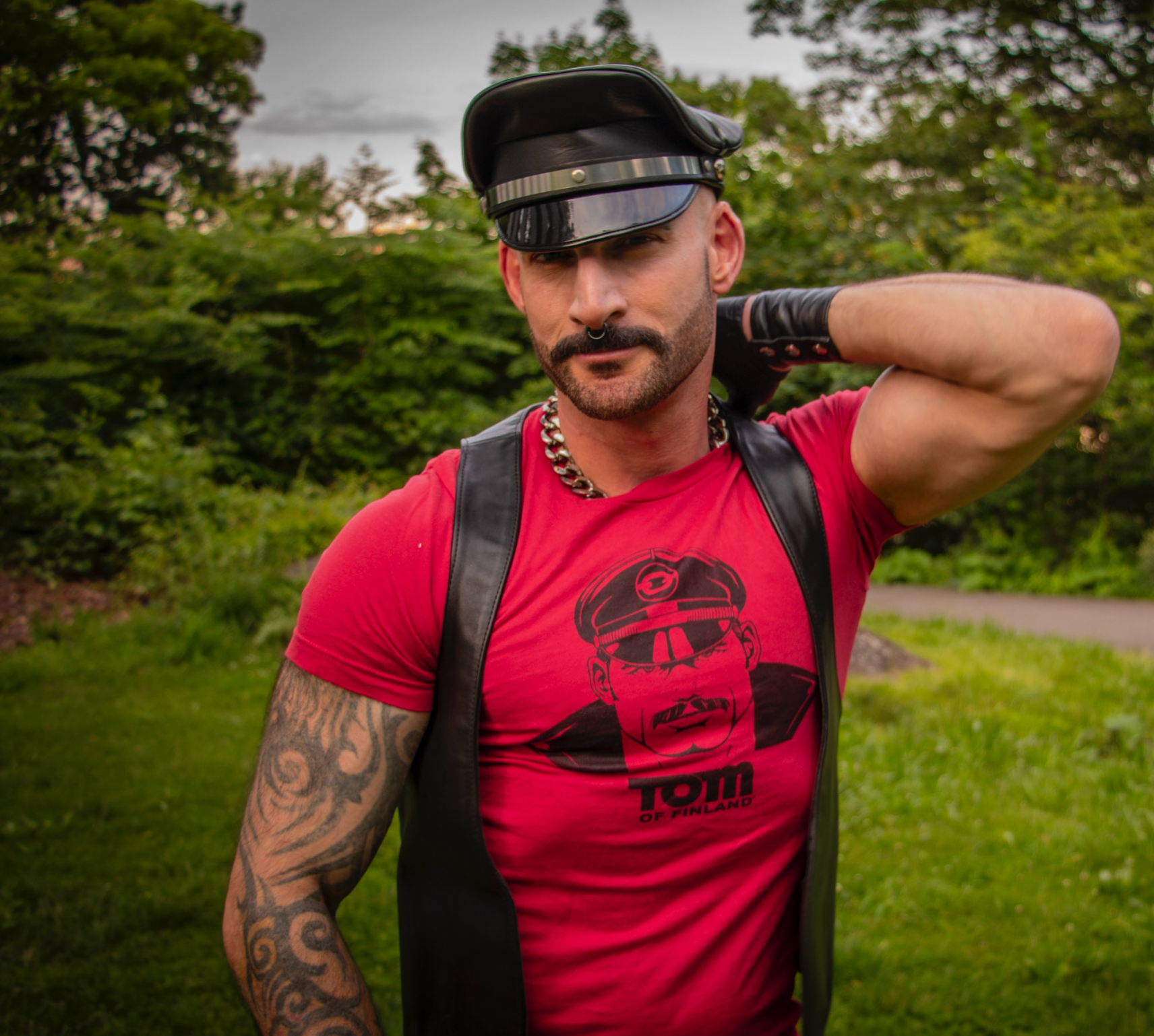 Tom of Finland "Leather Dude" T-shirt RED (gay, LGBTQ)