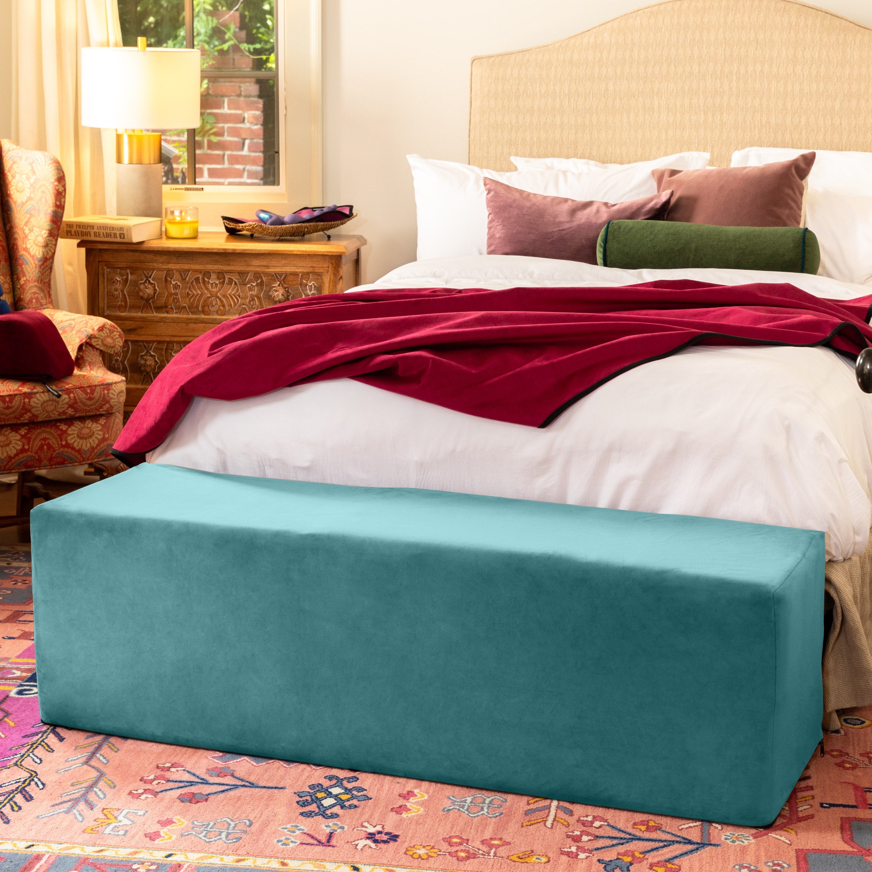 Liberator - Aria Flip Chaise 18 Inch Wide - Convertible Sex Chair and Bed Bench, Teal