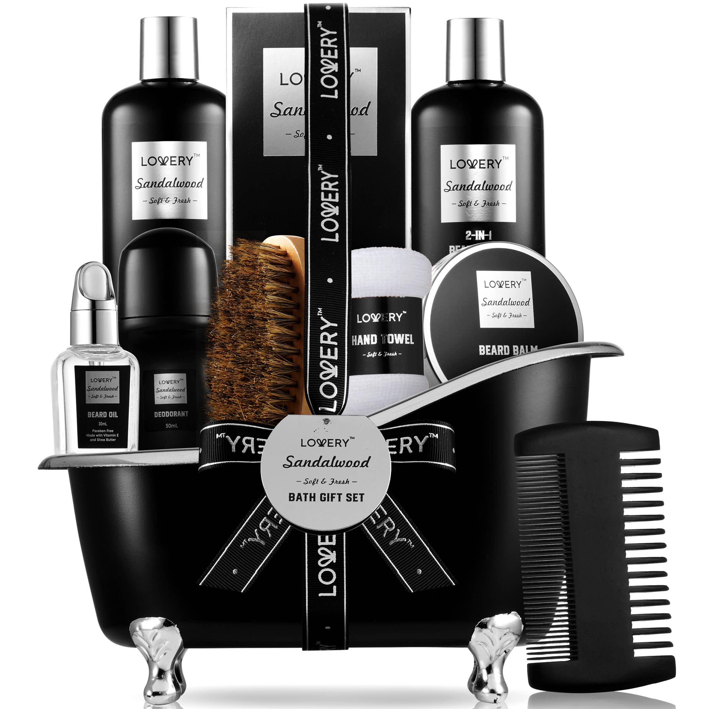 Luxury Beard Grooming Kit for Men, Sandalwood Bath Gift Set