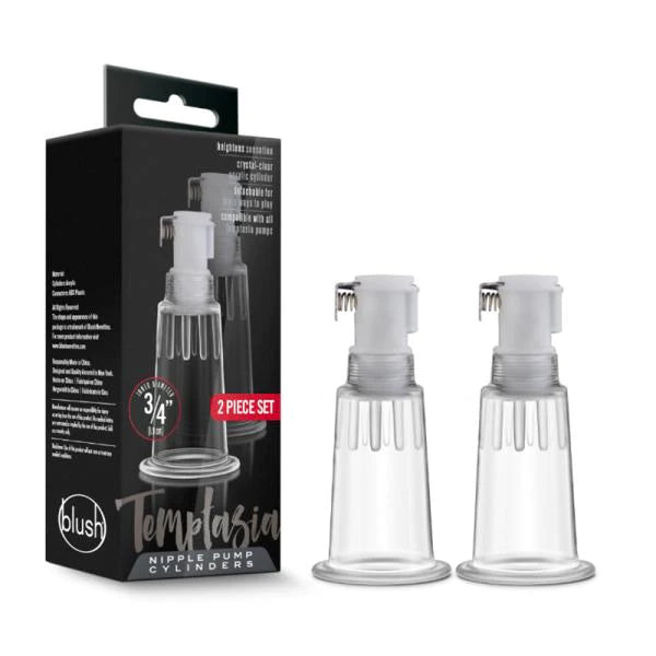 TEMPTASIA - NIPPLE PUMPING CYLINDERS - SET OF 2 (0.75IN DIAMETER) - CLEAR