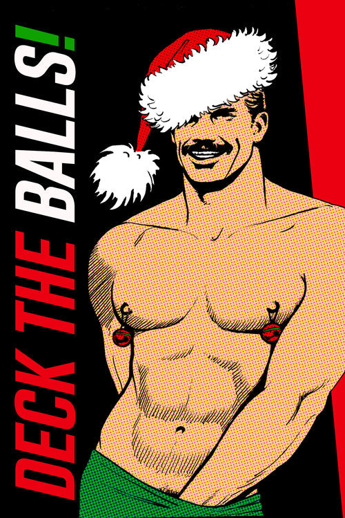 Kweer Cards Tom of Finland Deck the Balls Holiday Card