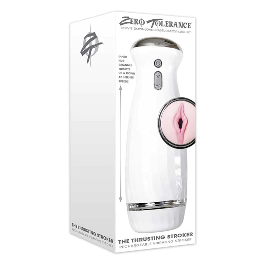 Zero Tolerance THE THRUSTING RECHARGEABLE STROKER WHITE/CHROME