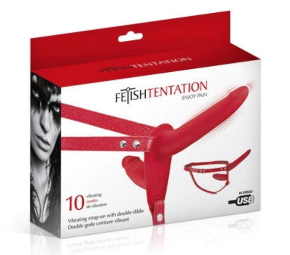 Fetishtentation - Vibrating Strap-on Double Dildo