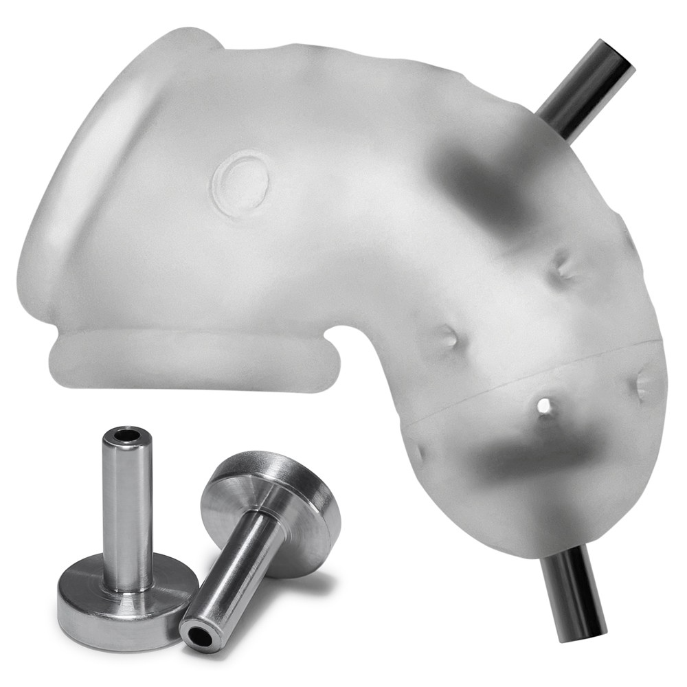 AIRLOCK ELECTRO, air-lite vented chastity, CLEAR ICE