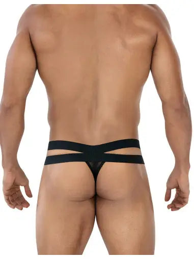 Cut4Men - Black Mesh Crossed Thong