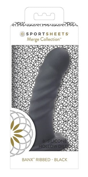 Sportsheets - Banx Ribbed Hollow Dildo 8" Black