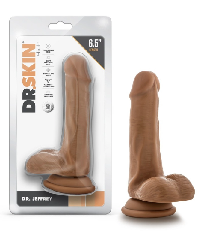 Blush - Dr. Skin - Dr. Jeffrey - 6.5 Inch Dildo With Balls - Tan