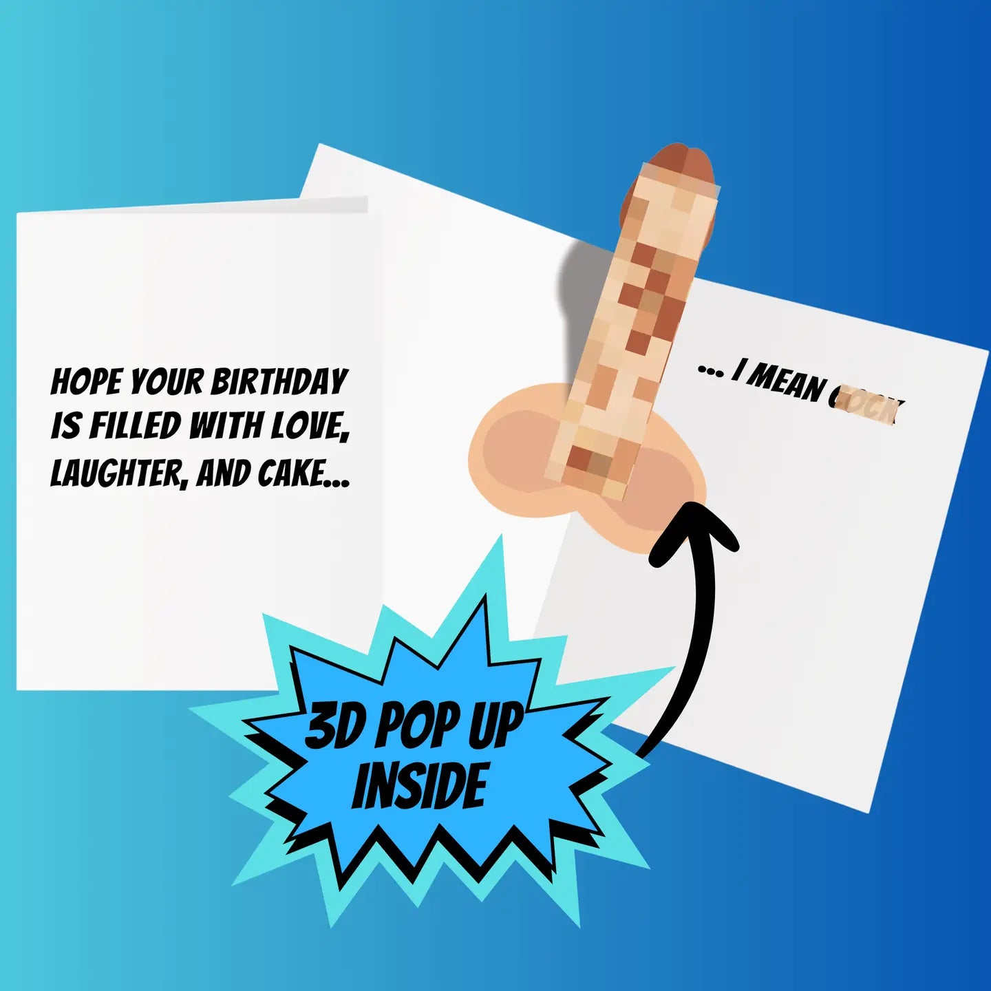 Crude Cat Cards - Funny Birthday Card Pop Up Dick