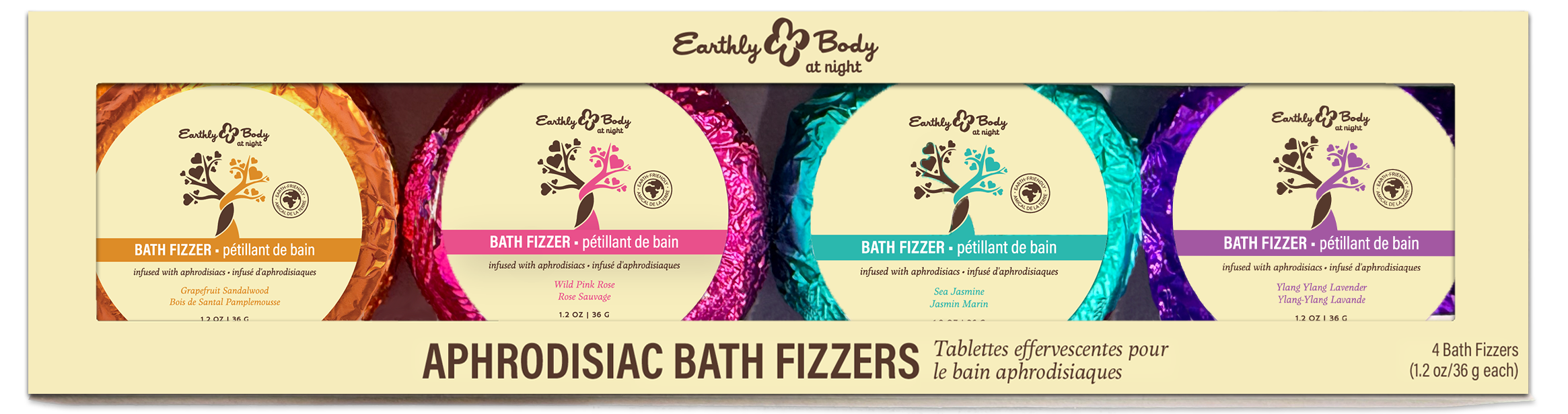 Earthly Body at Night Aphrodisiac PrePack Bath Fizzers and Candles 16pcs plus tester and candle warmer