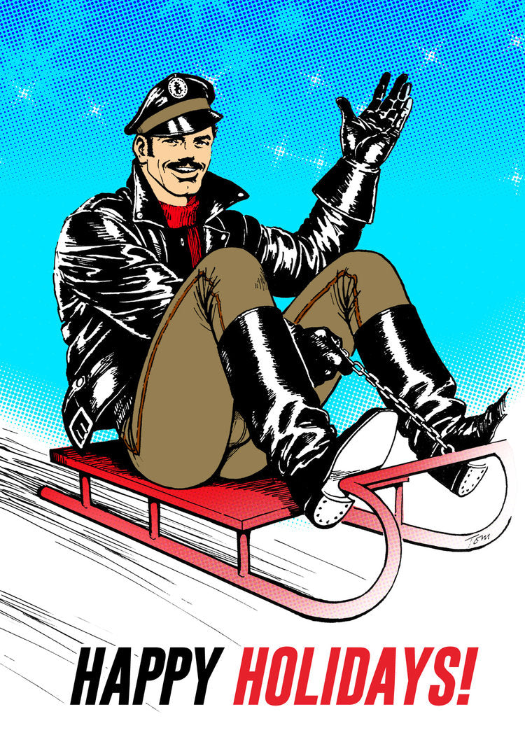 Kweer Cards Tom of Finland Sleigh Ride Holiday Card