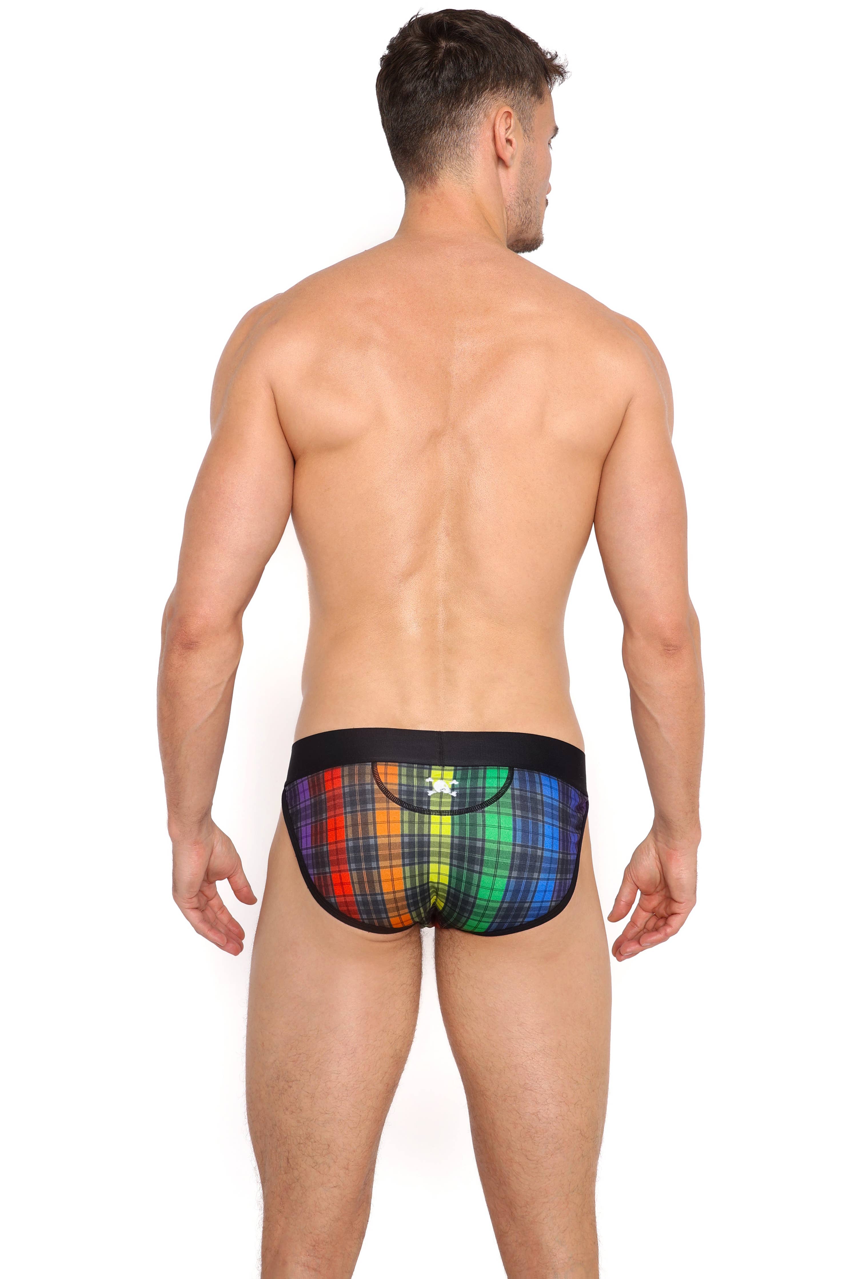 Rainbow Tartan Plaid Sport Brief