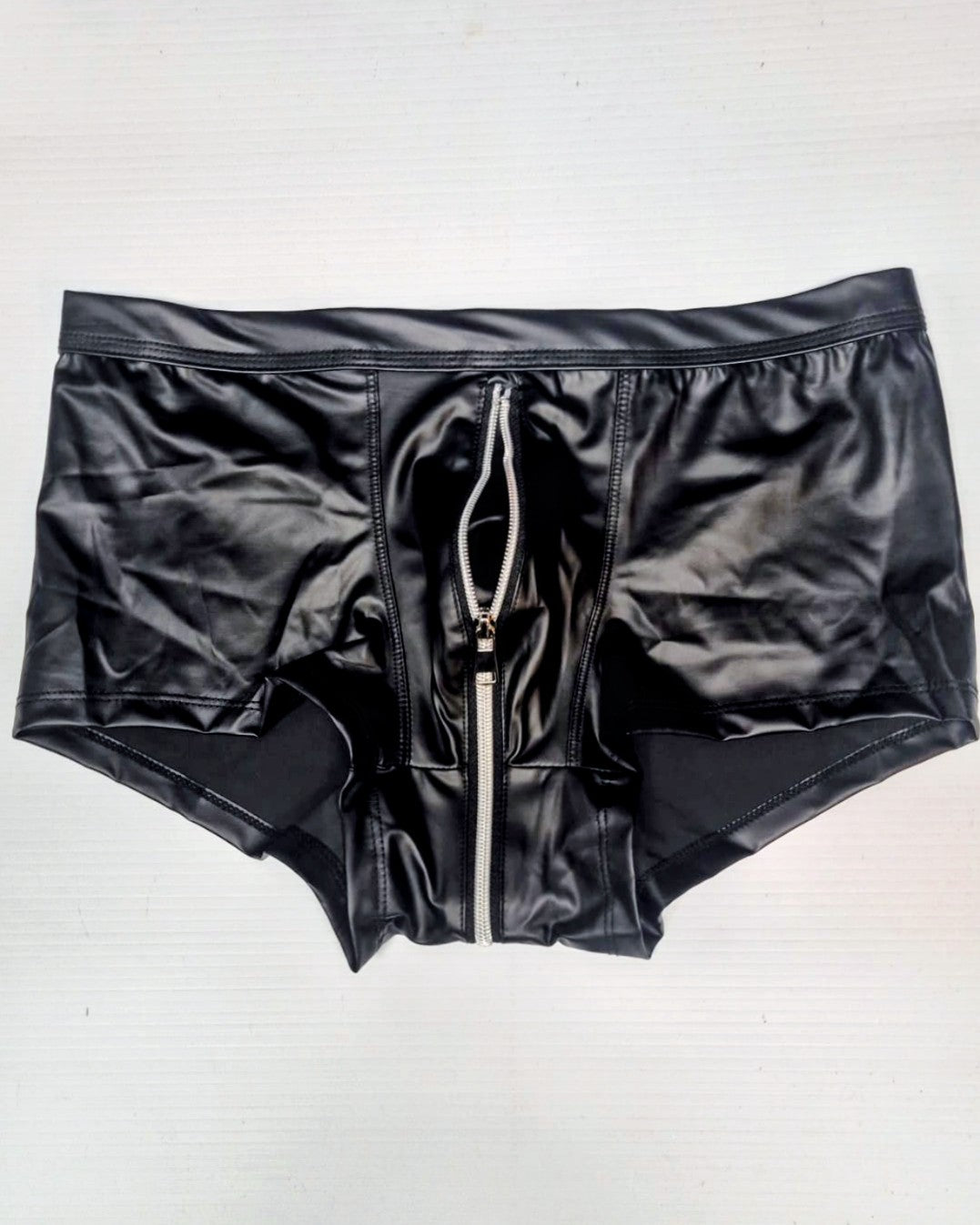 Faux Leather Zipper Shorts