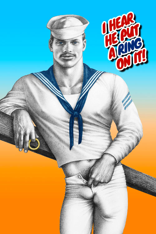 Kweer Cards -"PUT A RING ON IT" - TOM OF FINLAND GREETING CARD