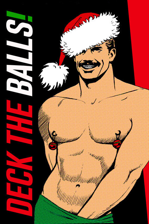 Kweer Cards Tom of Finland  Deck the Balls Holiday Card