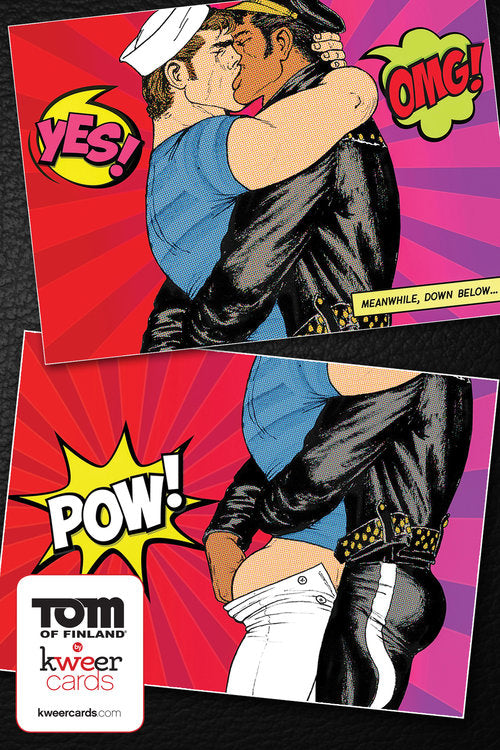 Kweer Cards- TOM OF FINLAND "KISS POW" VALENTINE'S DAY CARD