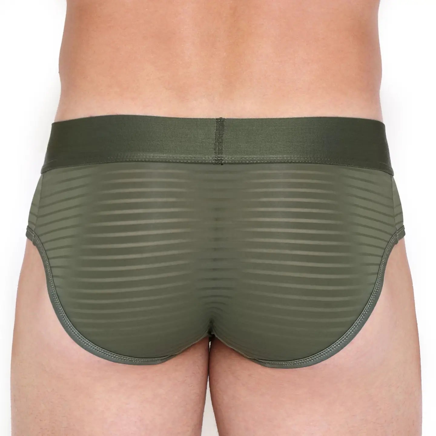 Skull & Bones - Just the Bones Sheer Olive Stripe Brief