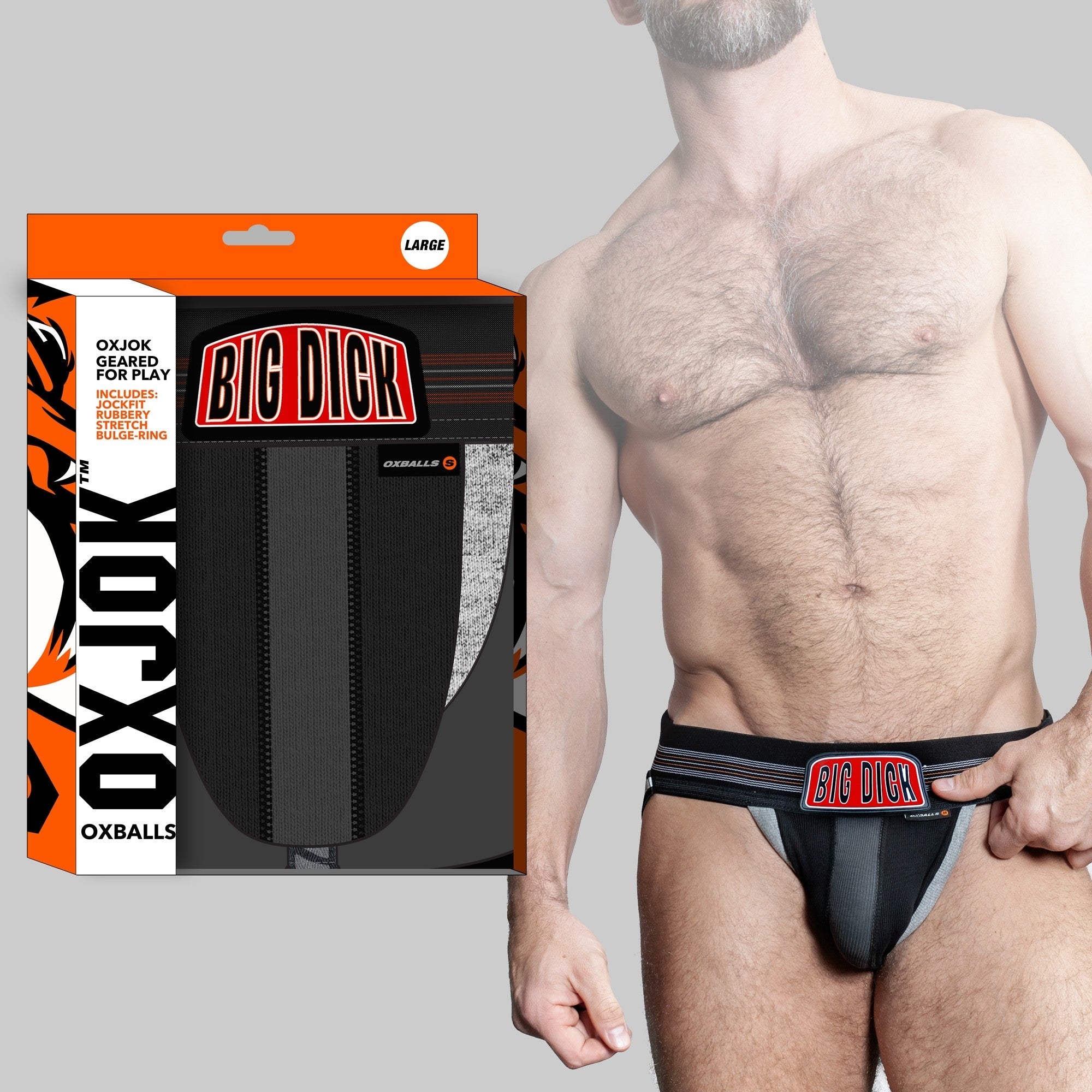 BULGER, the big pouch jock, BLACK IRON, MEDIUM