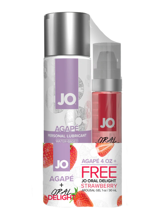 JO Agape 4oz + GWP JO Oral Delight Strawberry Arousal Gel 1oz