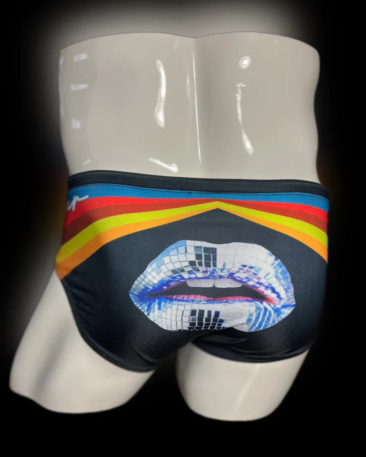 ONIP - Striped Disco Lips Swim Briefs
