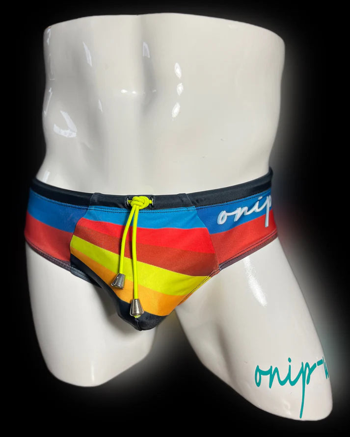 ONIP - Striped Disco Lips Swim Briefs